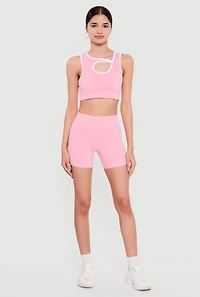 Seamless Asymmetrical Cutout Crop Top