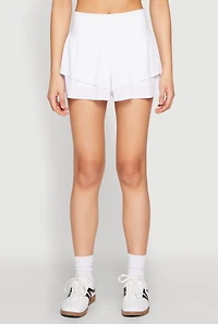 Womens Tiered Active Shorts, White, Size L