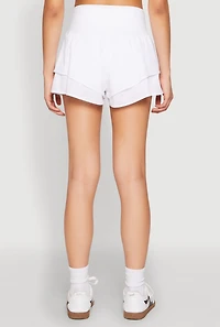 Womens Tiered Active Shorts, White, Size L