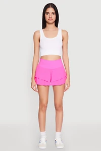 Womens Tiered Active Shorts, Pink, Size L