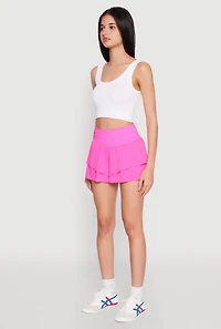 Womens Tiered Active Shorts, Pink, Size L