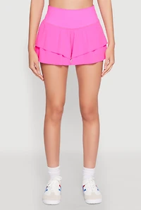 Womens Tiered Active Shorts, Pink, Size L
