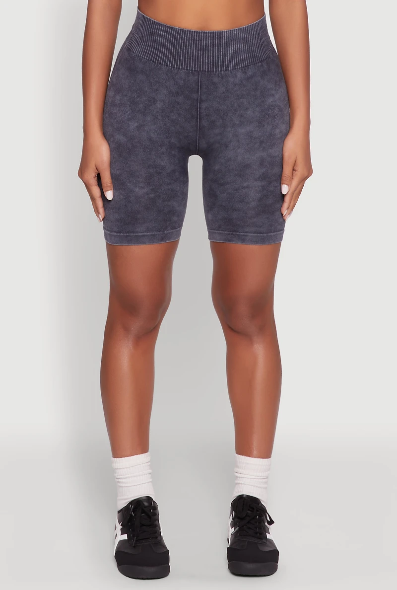 Womens Seamless Mineral Wash Bike Shorts, S-M