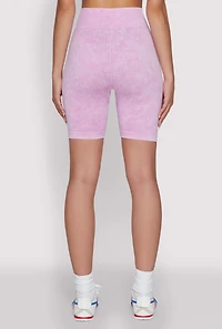 Womens Seamless Mineral Wash Bike Shorts, Purple, Size S-M