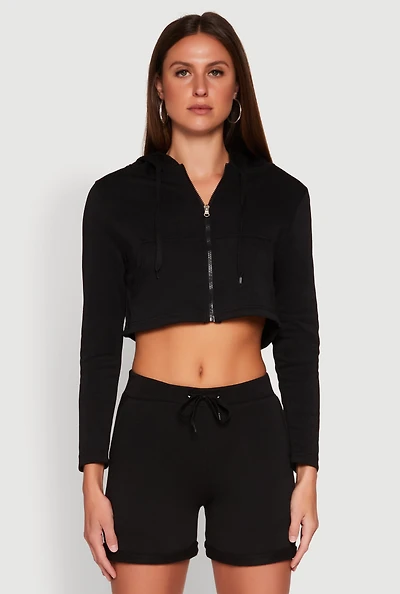 Fleece Lined Zip Front Hooded Sweatshirt