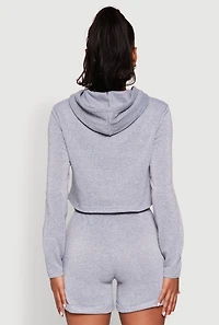 Womens Fleece Lined Zip Front Hooded Sweatshirt, Grey, Size L
