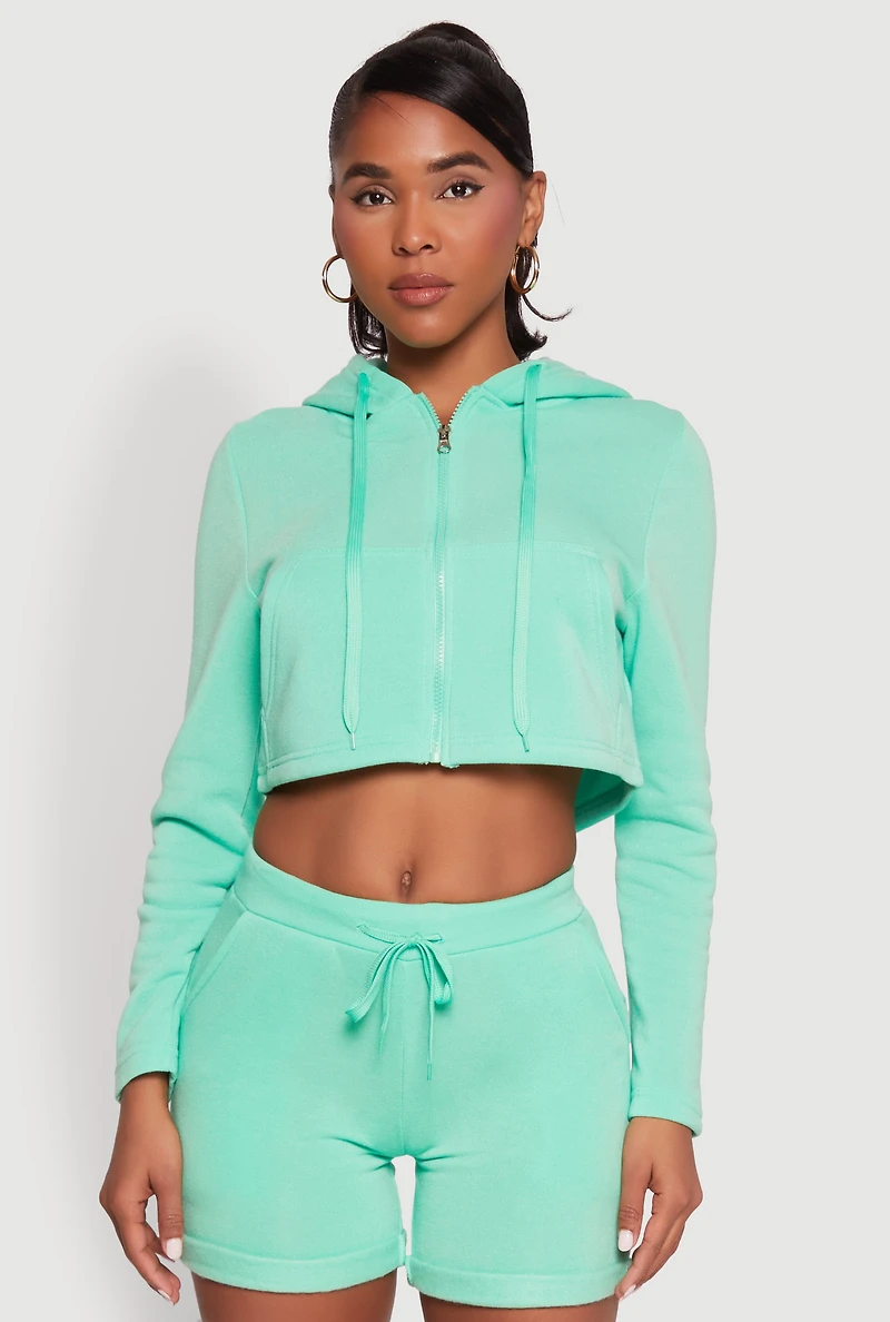 Fleece Lined Zip Front Hooded Sweatshirt