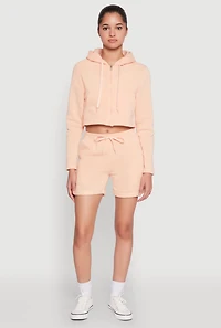 Womens Fleece Lined Zip Front Hooded Sweatshirt, Orange, Size S
