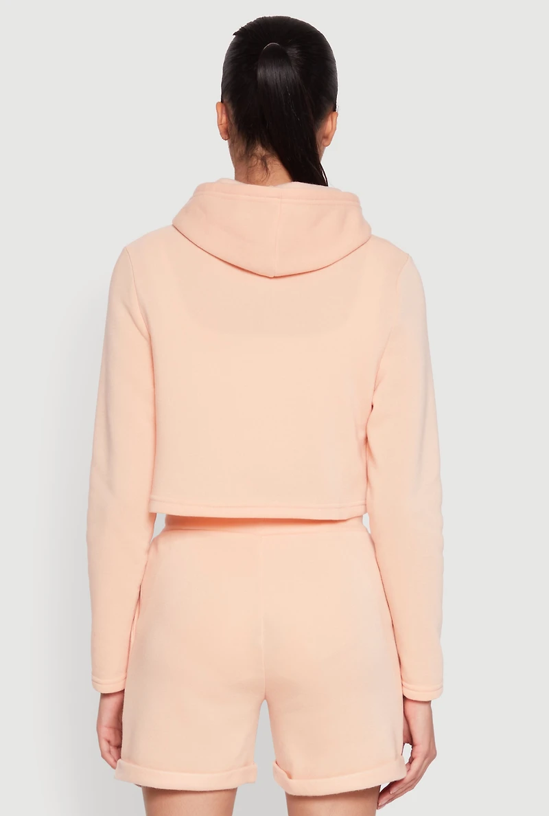 Womens Fleece Lined Zip Front Hooded Sweatshirt, Orange,
