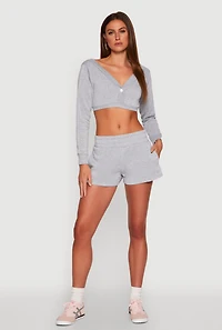 Fleece Plunge Cropped Sweatshirt
