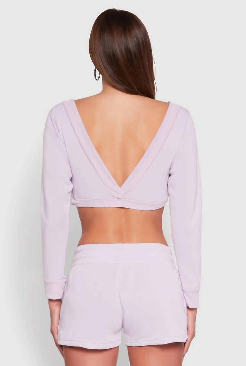 Fleece Plunge Cropped Sweatshirt