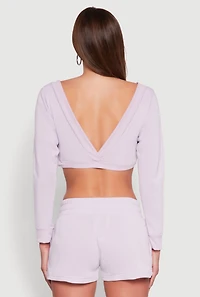 Fleece Plunge Cropped Sweatshirt