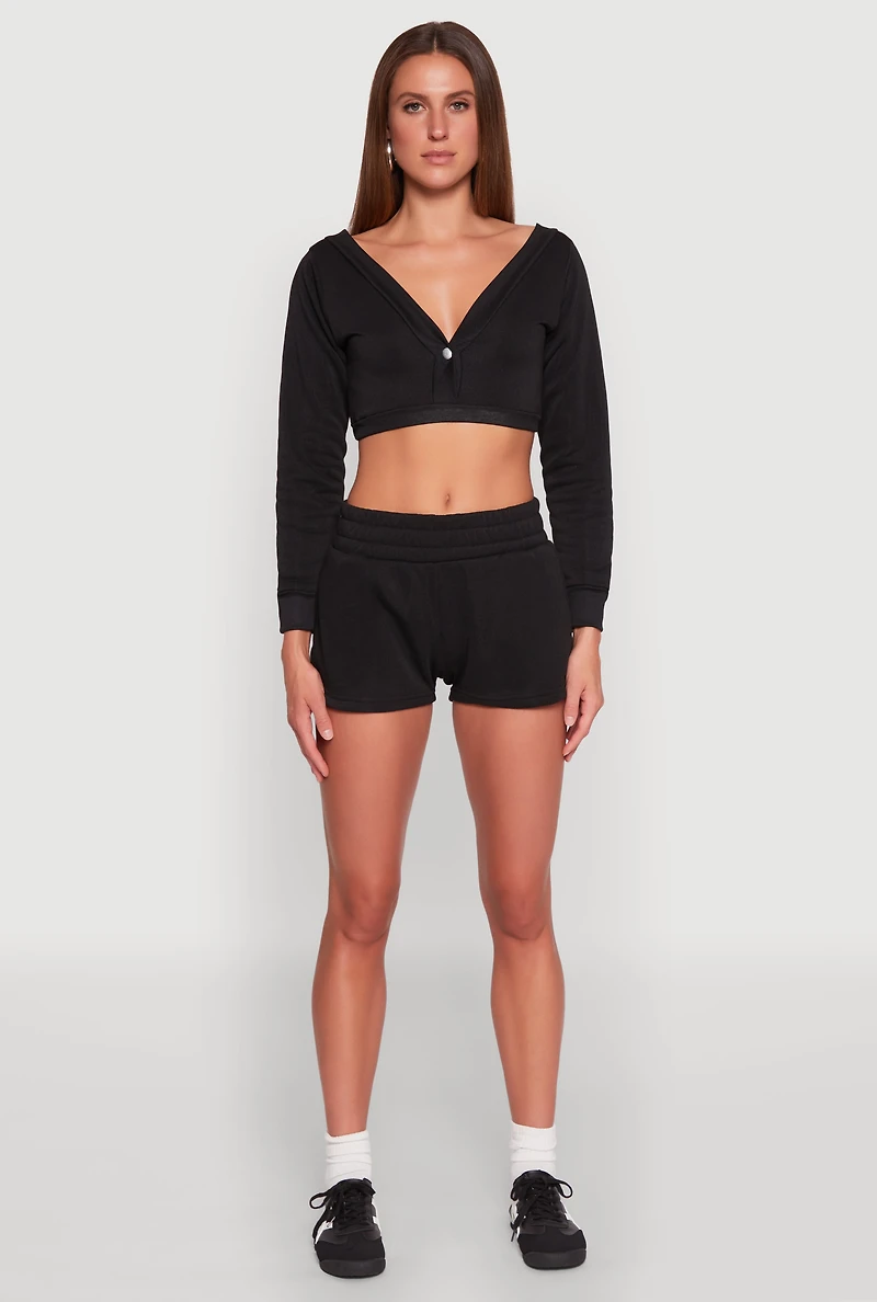 Womens Fleece Elastic Waist Sweatshorts,