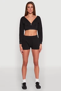 Womens Fleece Elastic Waist Sweatshorts,