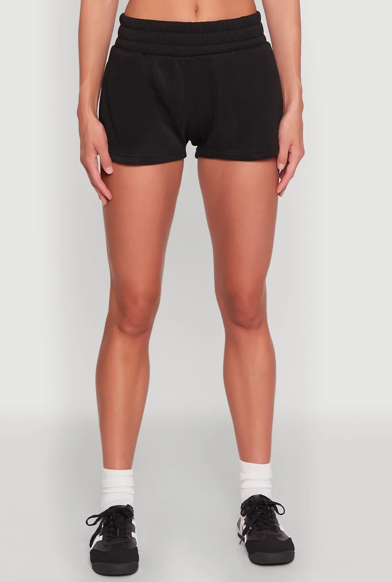 Womens Fleece Elastic Waist Sweatshorts,