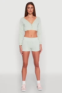 Womens Fleece Elastic Waist Sweatshorts, Green, Size XL