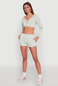 Womens Fleece Elastic Waist Sweatshorts, Green, Size XL
