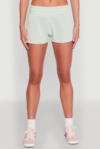 Womens Fleece Elastic Waist Sweatshorts, Green, Size XL