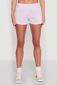 Womens Fleece Elastic Waist Sweatshorts, Purple, Size L