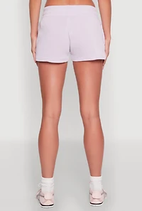 Womens Fleece Elastic Waist Sweatshorts, Purple, Size L