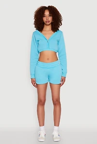 Womens Fleece Elastic Waist Sweatshorts, Blue, Size S