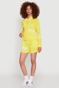 Womens Flawless Graphic Pullover Hoodie, Yellow, Size L