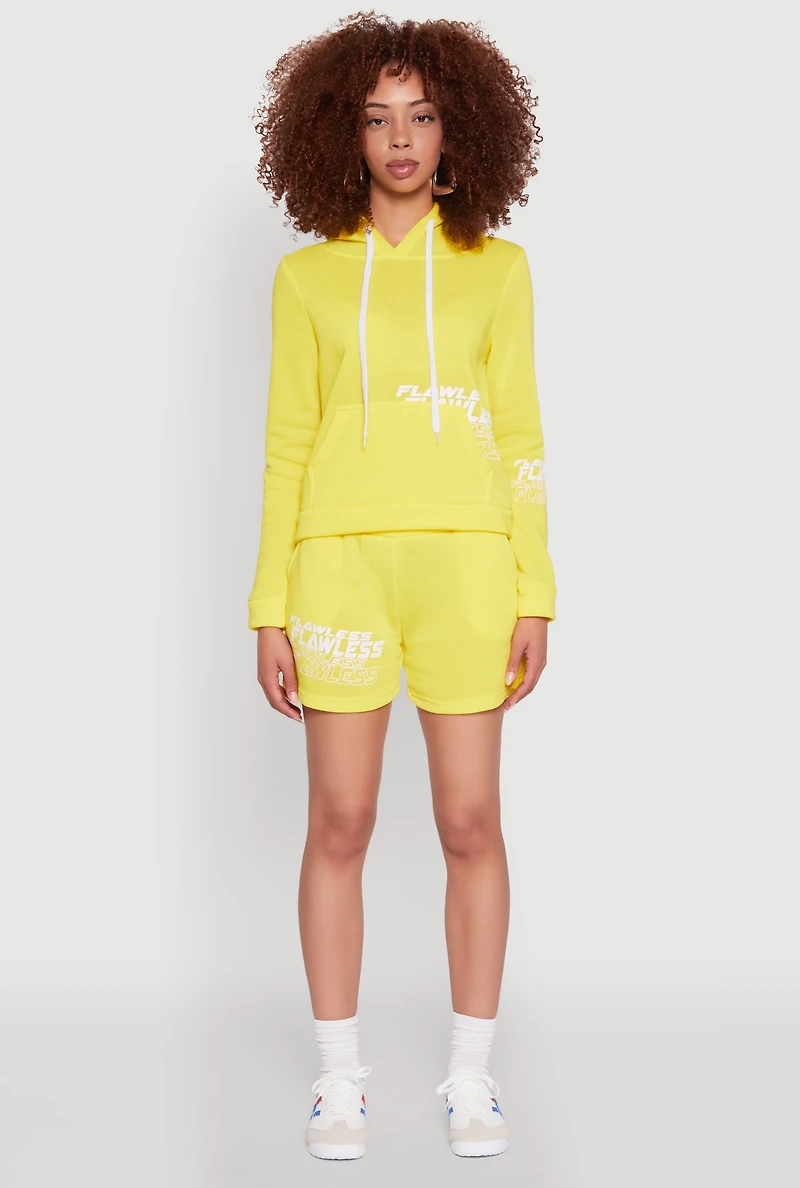 Womens Flawless Graphic Pullover Hoodie, Yellow, Size L
