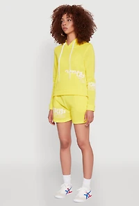 Womens Flawless Graphic Pullover Hoodie, Yellow, Size L