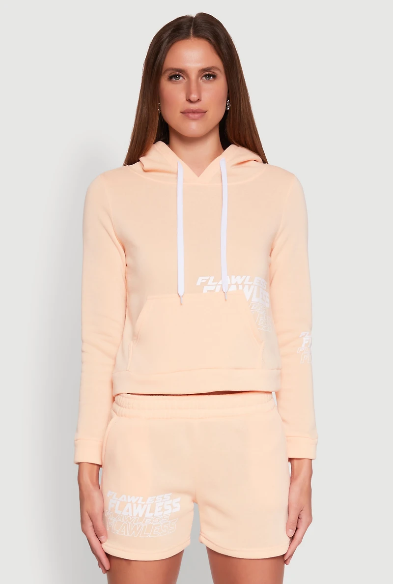 Womens Flawless Graphic Pullover Hoodie, Orange, Size L