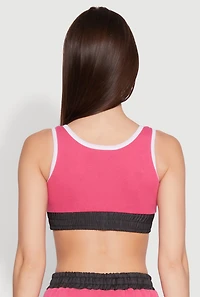 Womens 94 Graphic Denim Trim Crop Top,