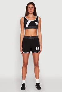 Womens 94 Graphic Denim Trim Shorts, M
