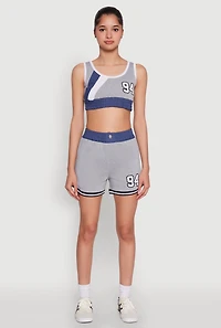 94 Graphic Denim Trim Shorts