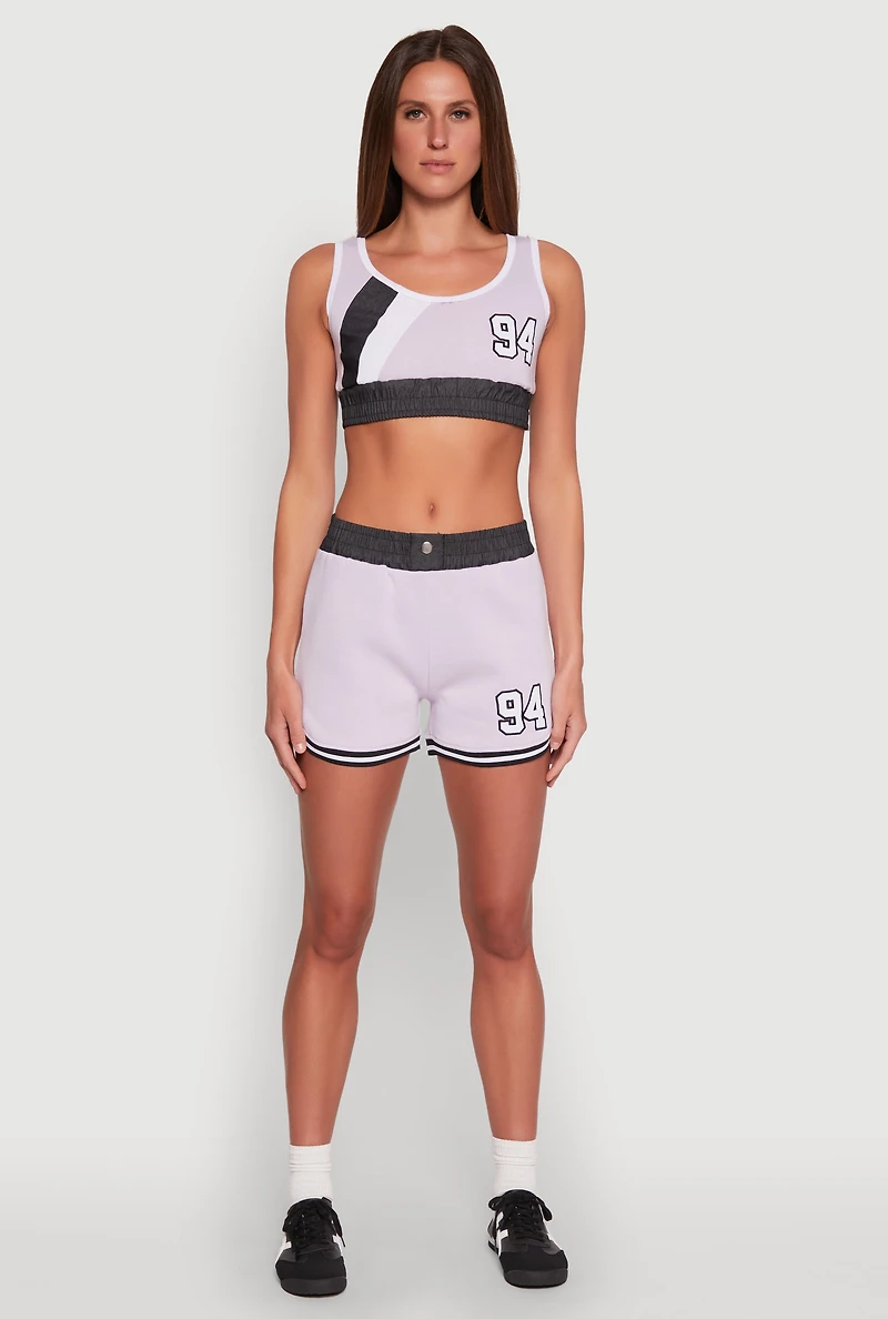 94 Graphic Denim Trim Shorts