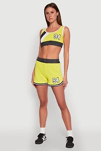 94 Graphic Denim Trim Shorts