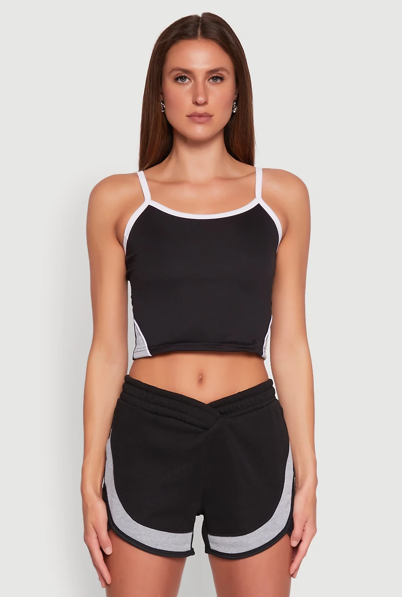Womens Side Marled Detail Cropped Cami,