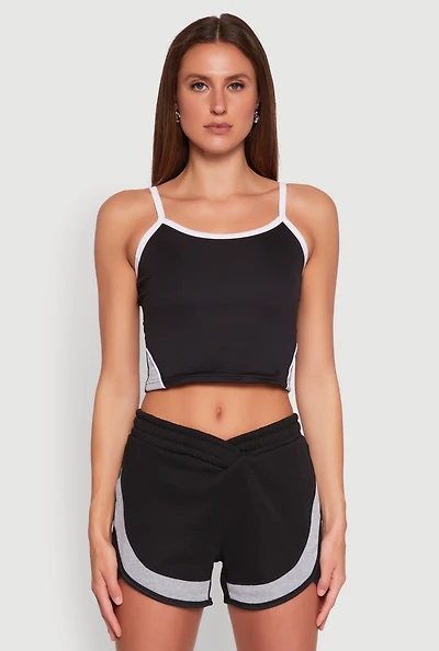 Womens Side Marled Detail Cropped Cami,