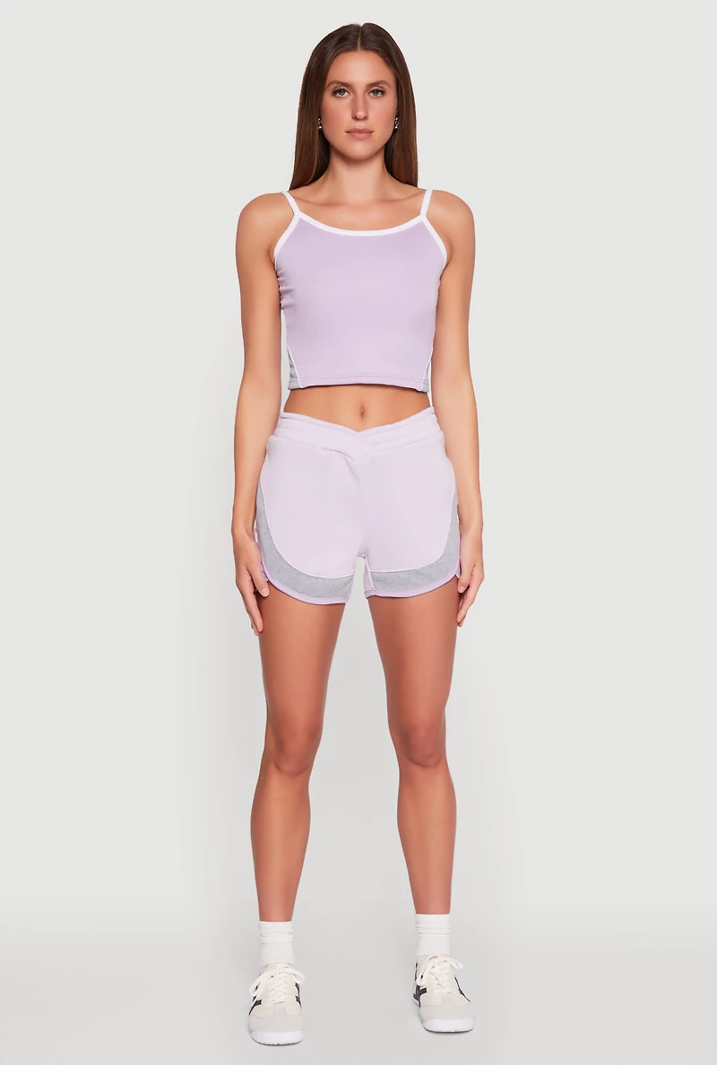 Womens Side Marled Detail Cropped Cami,