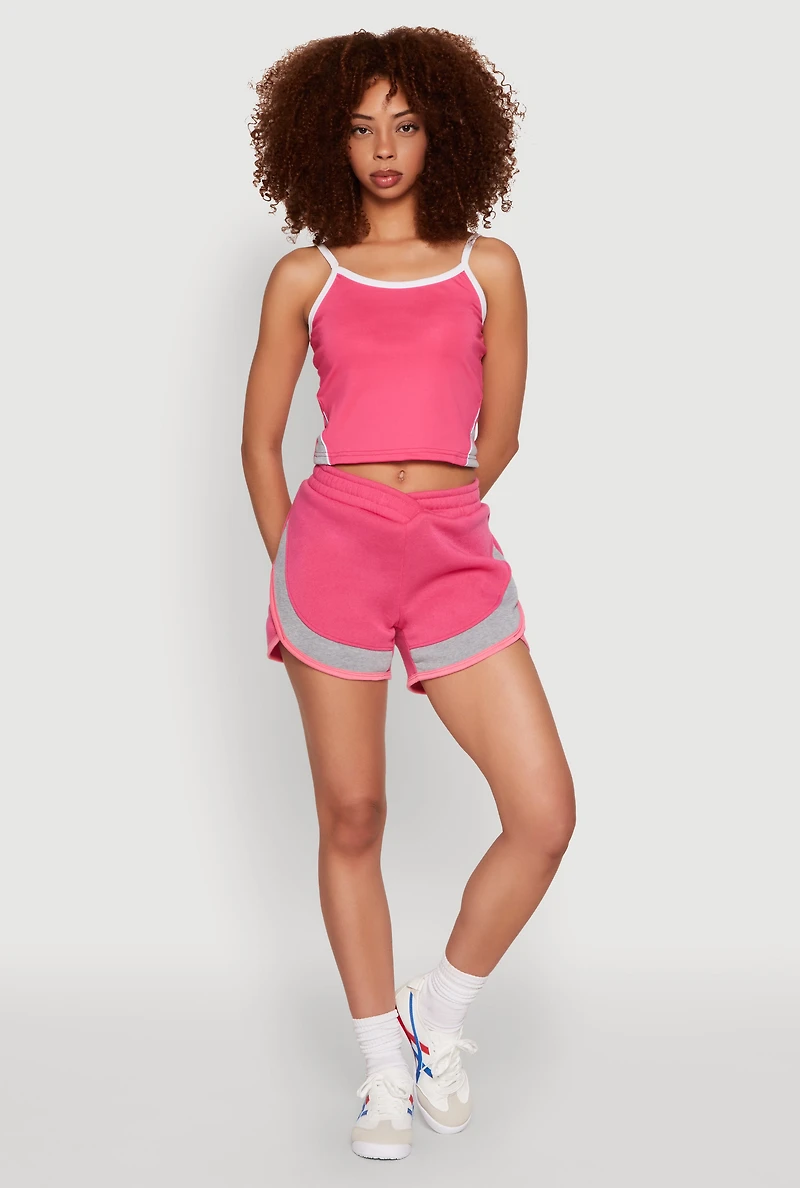 Side Marled Detail Cropped Cami