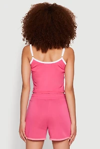 Womens Side Marled Detail Cropped Cami, Pink,