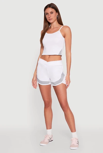 Womens Marled Detail Dolphin Shorts, White, Size XL