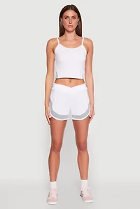 Womens Marled Detail Dolphin Shorts, White, Size XL