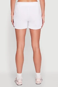 Womens Marled Detail Dolphin Shorts, White, Size XL