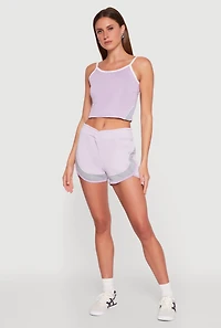 Womens Marled Detail Dolphin Shorts, Purple, Size M