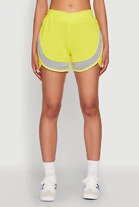 Womens Marled Detail Dolphin Shorts, Yellow, Size L