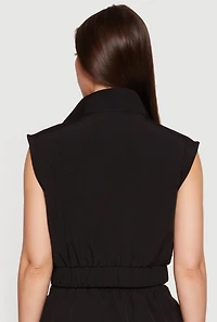 Side Stripe Zip Front Cropped Vest