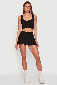 Drop Waist Pleated Shorts with Lining