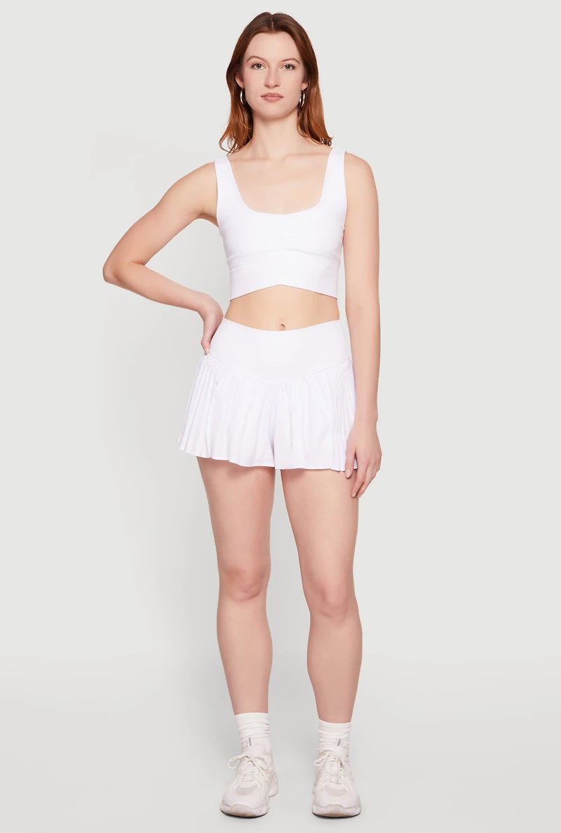 Drop Waist Pleated Shorts with Lining