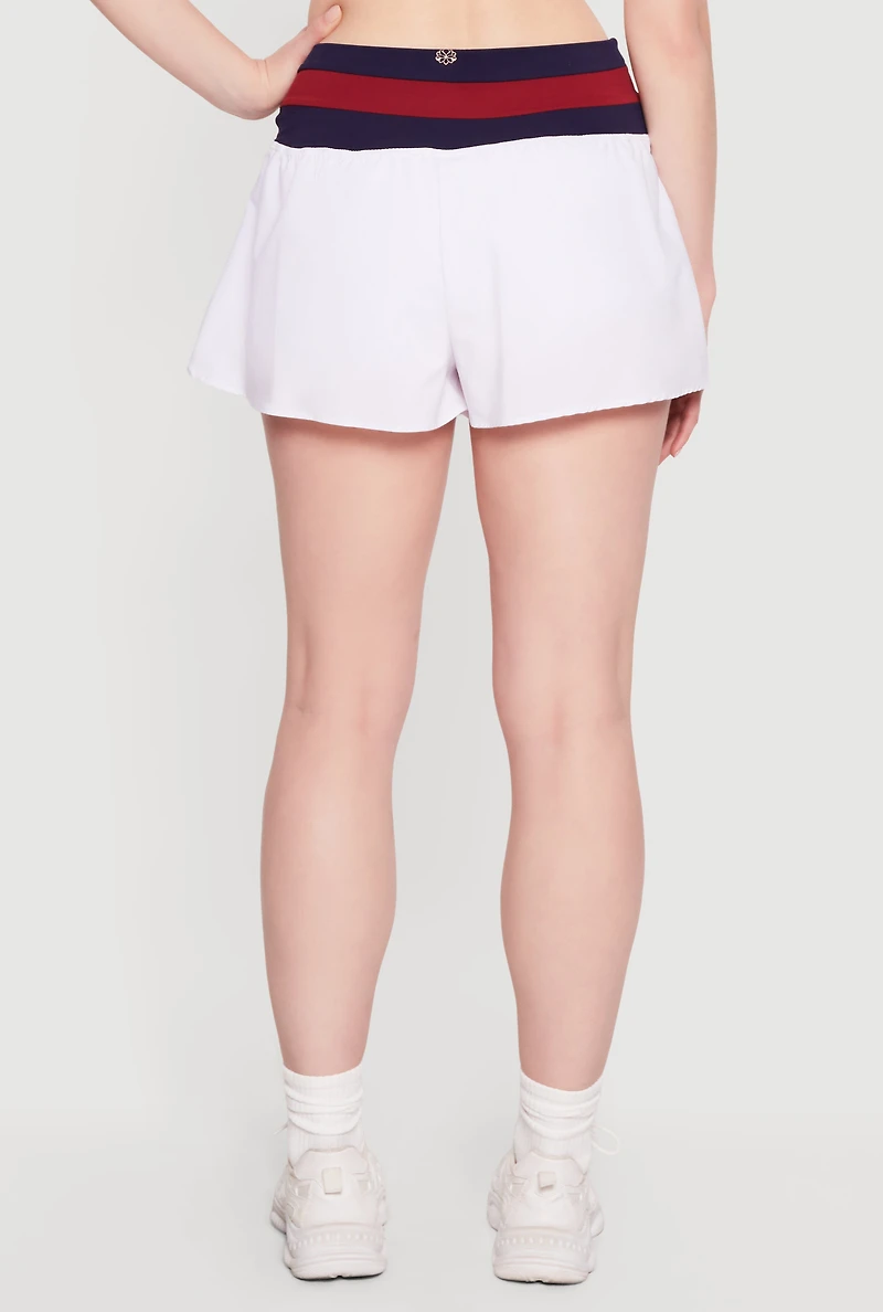 Varsity Stripe Faux Wrap Waist Shorts with Lining