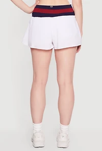 Varsity Stripe Faux Wrap Waist Shorts with Lining