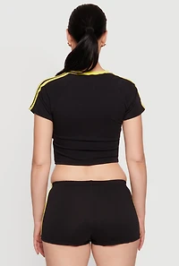 Glorious Graphic Short Sleeve V-Neck Crop Top